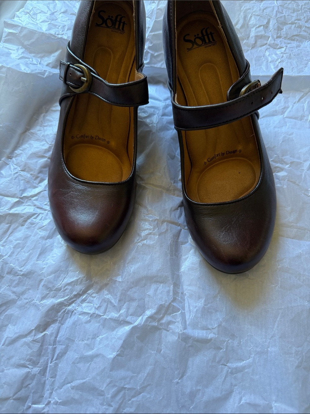 Sofft Women's Dark Brown Mary Jane Clogs with Buckle Strap